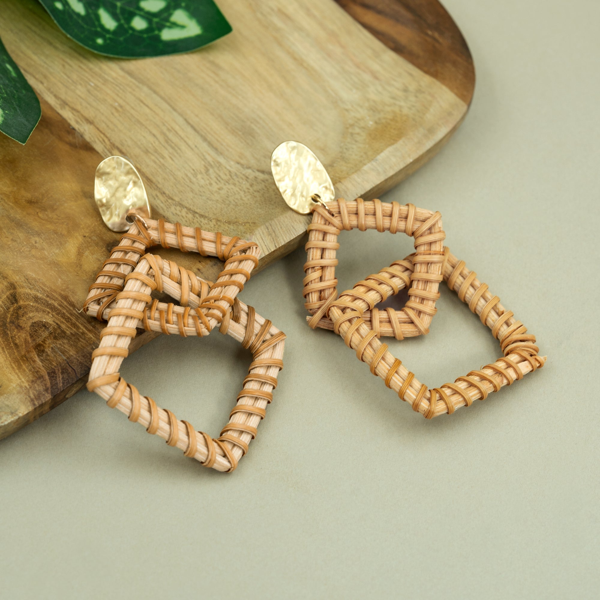 Artklim Handcrafted Rattan Geometric Dangle Earrings