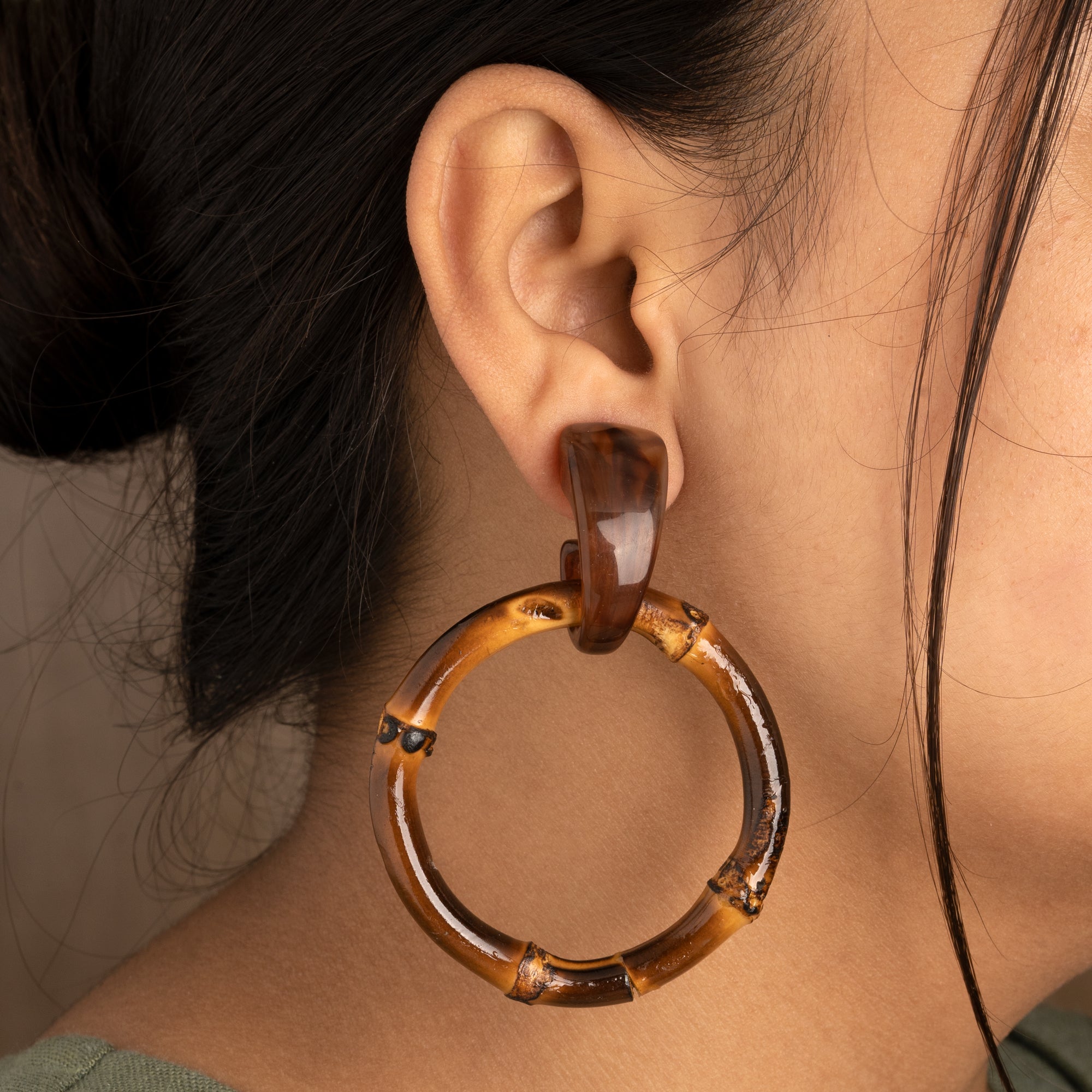 Artklim Natural Bamboo Hoop Earrings