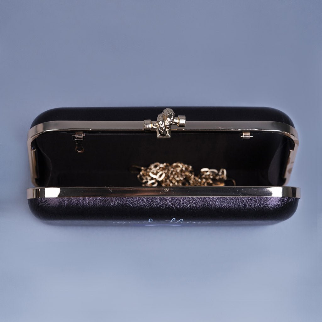 Artklim Black Based Quirky Quote Printed Leatherette Clutch