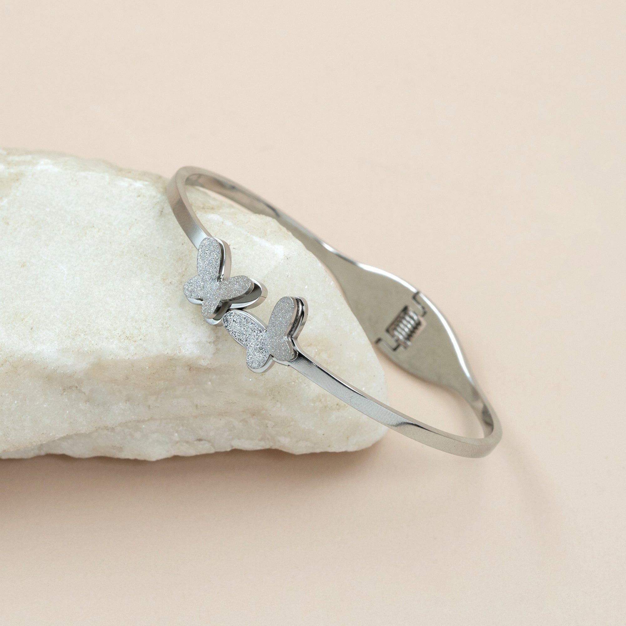 Artklim Silver Plated Butterfly Bangle Bracelet