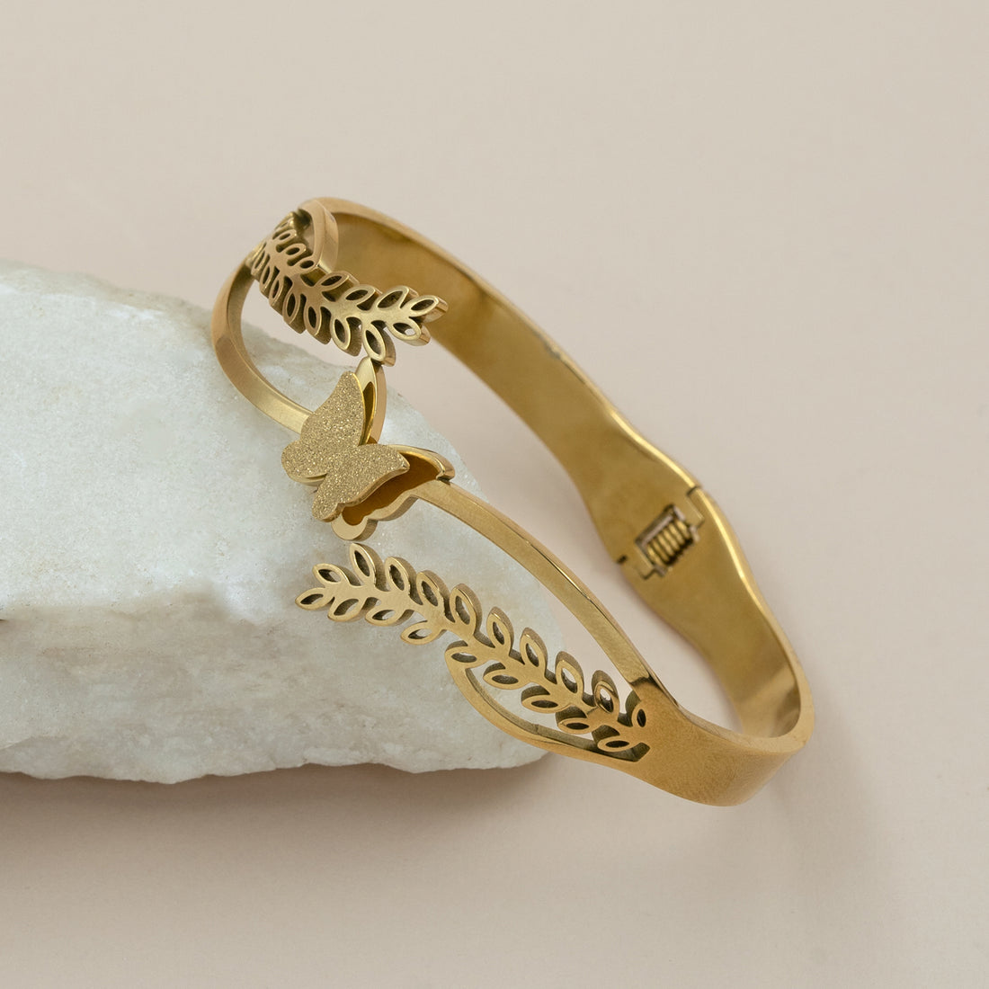 Artklim Gold Plated Butterfly Bangle Bracelet