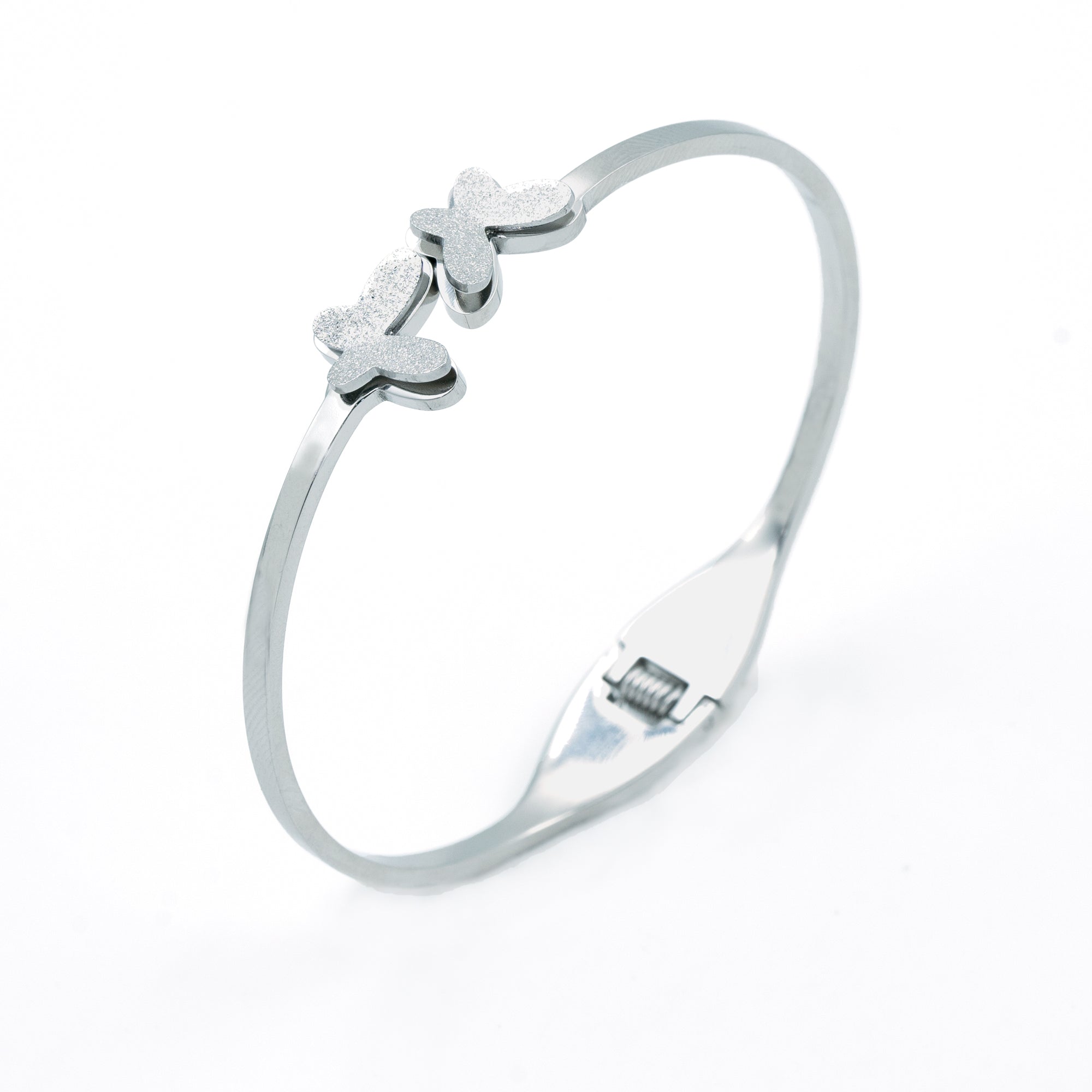 Artklim Silver Plated Butterfly Bangle Bracelet