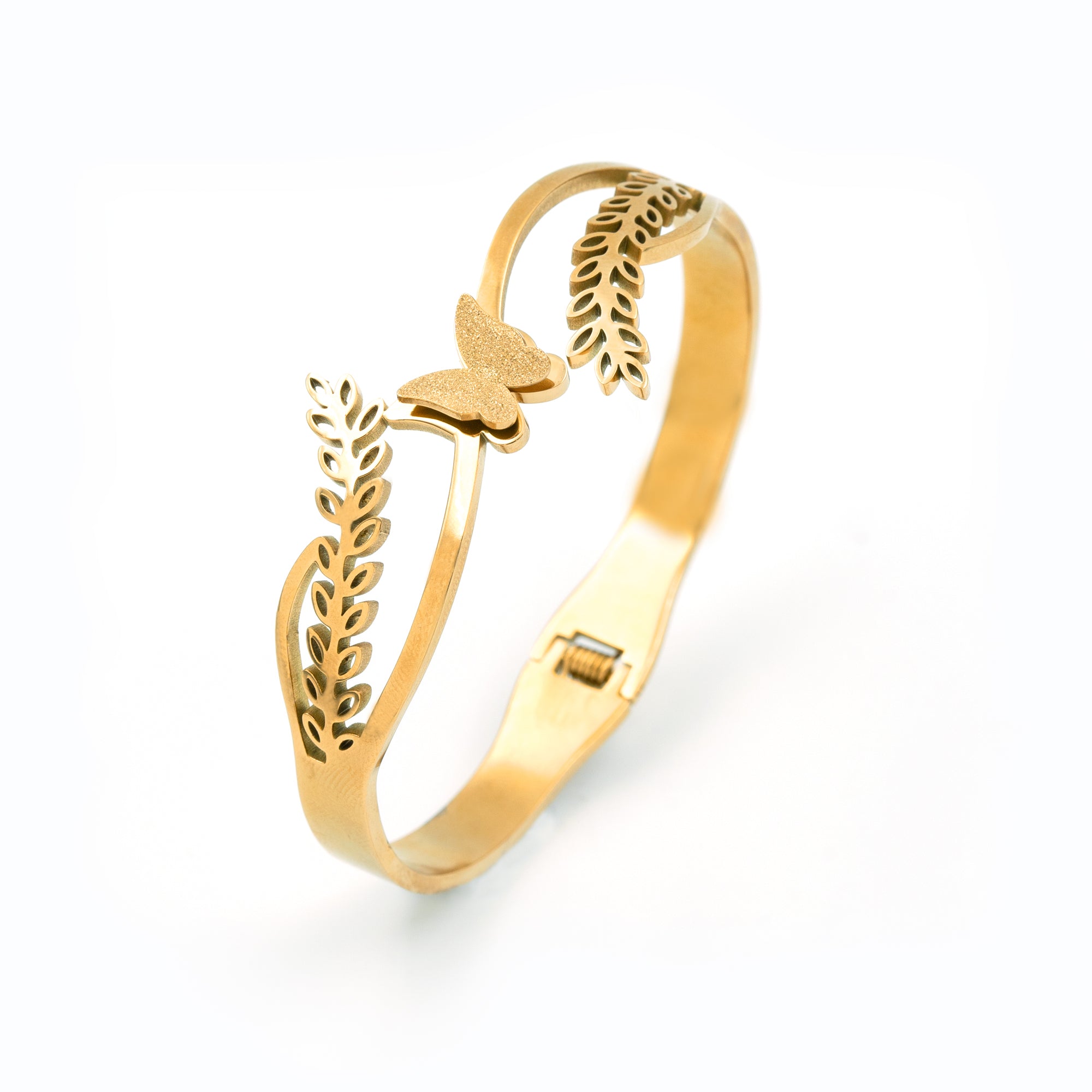 Artklim Gold Plated Butterfly Bangle Bracelet