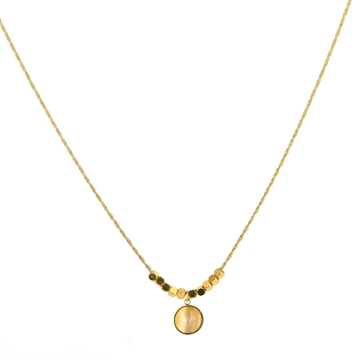 Artklim Gold Plated White MOP Round Pendant Necklace
