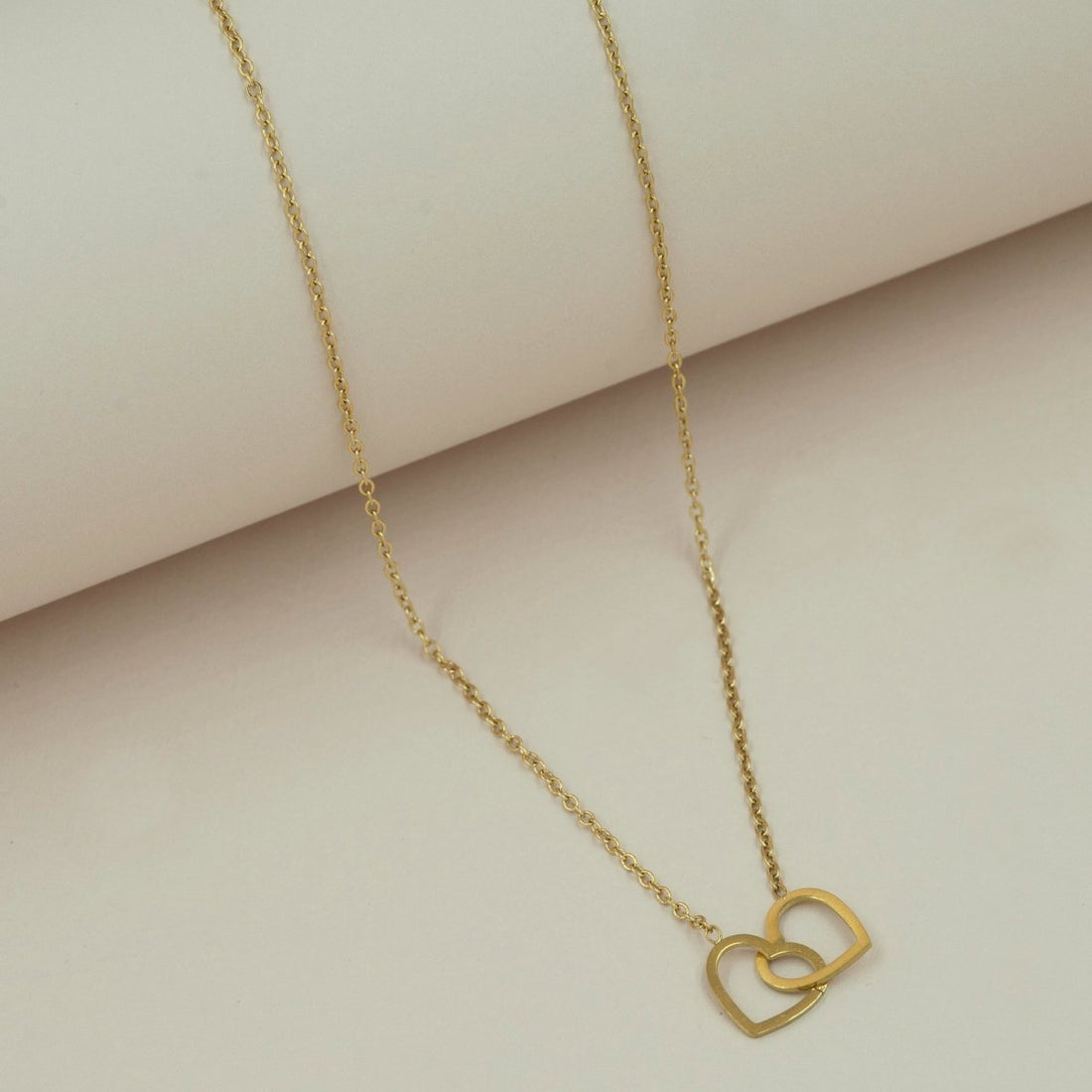 Artklim Gold Plated Two Hearts Pendant Necklace