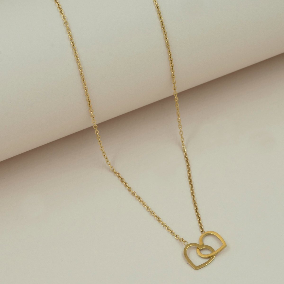 Artklim Gold Plated Two Hearts Pendant Necklace