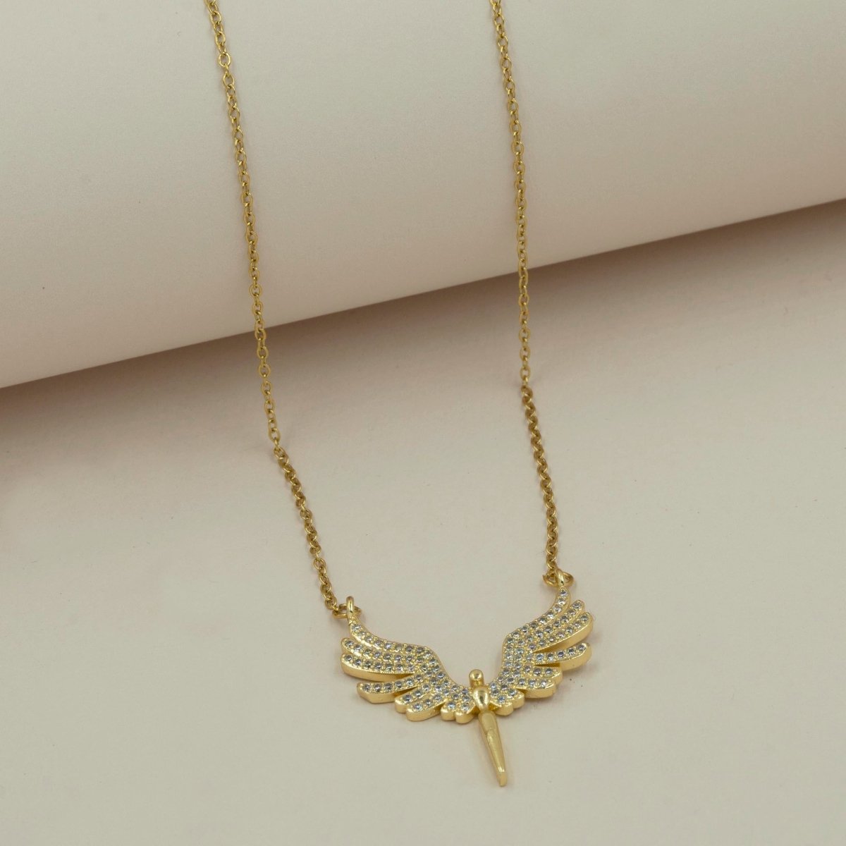 Artklim Gold Plated Studded Phoenix Pendant Necklace