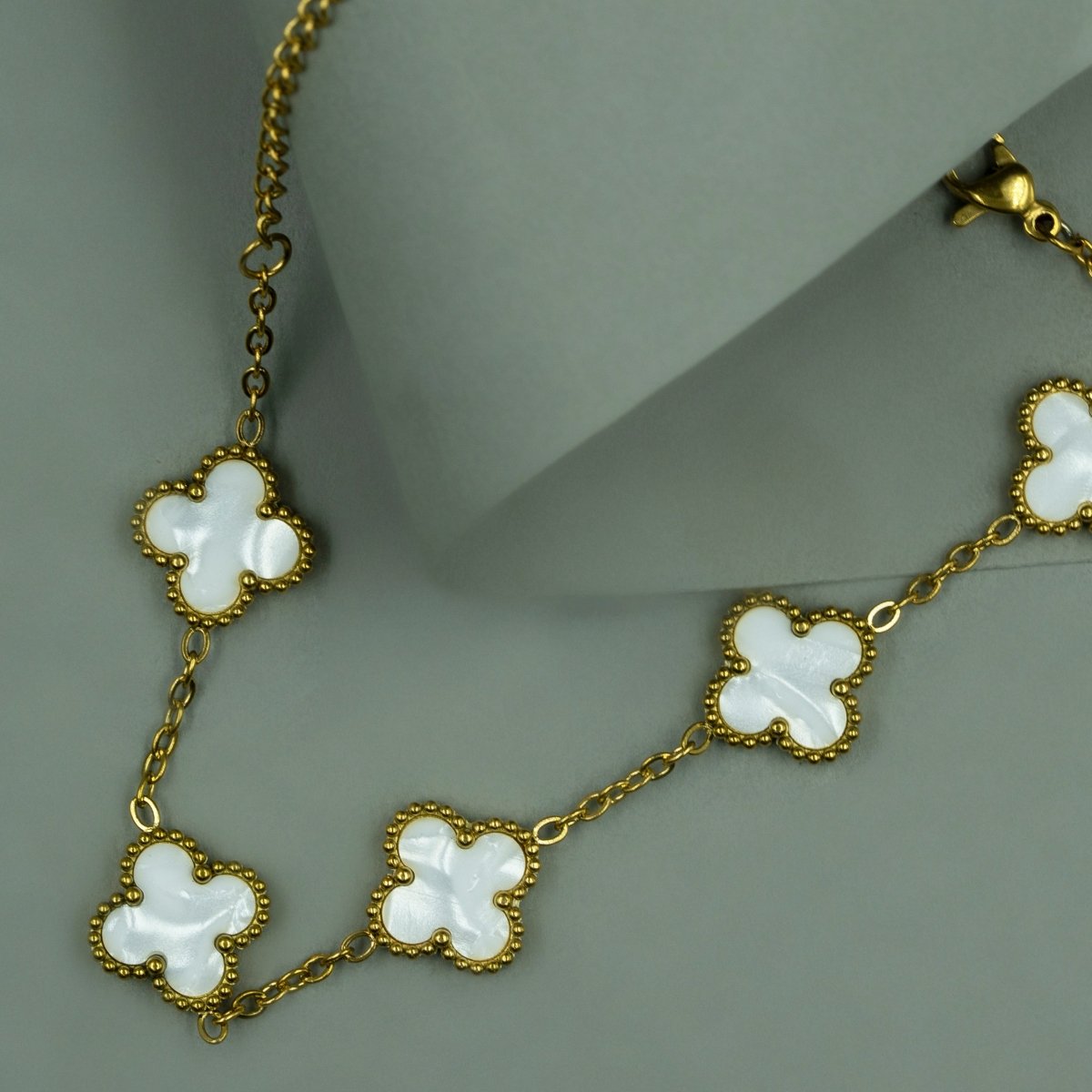 Artklim Gold Plated White Clover Bracelet