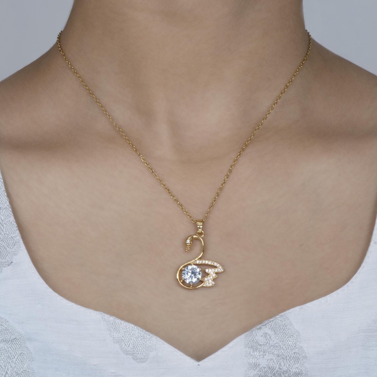Artklim Gold Plated Swan Pendant Necklace