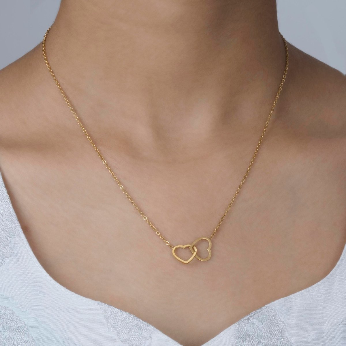 Artklim Gold Plated Two Hearts Pendant Necklace