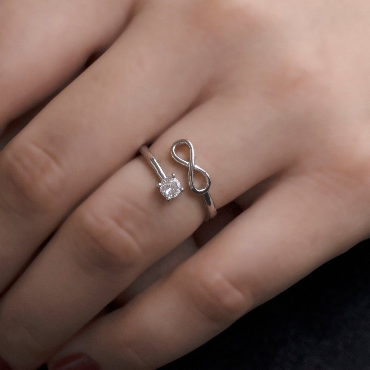 Artklim Silver Plated Infinity Design Adjsutable Ring
