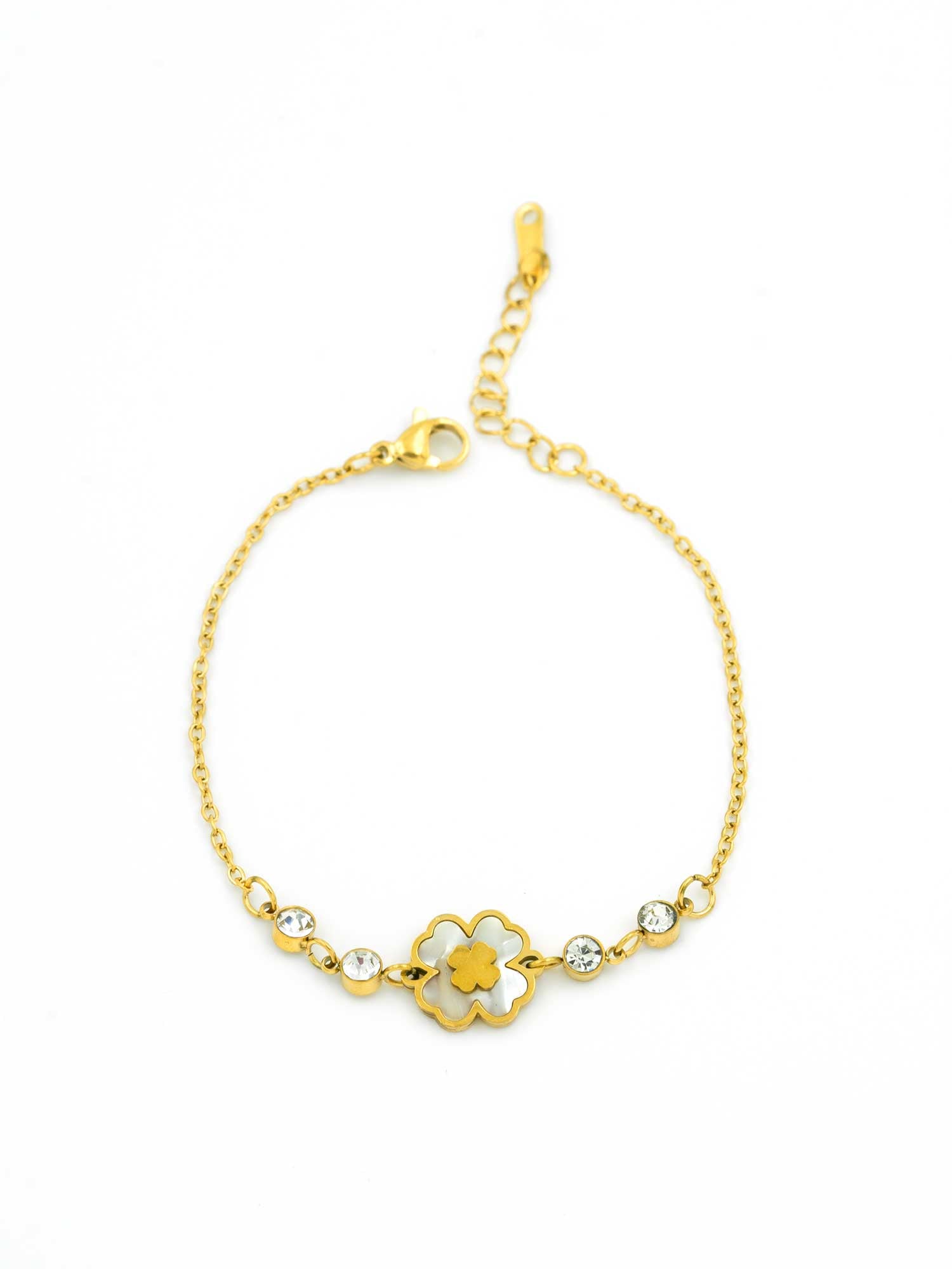 Artklim Elegant Gold Floral Bracelet with Crystal Accents