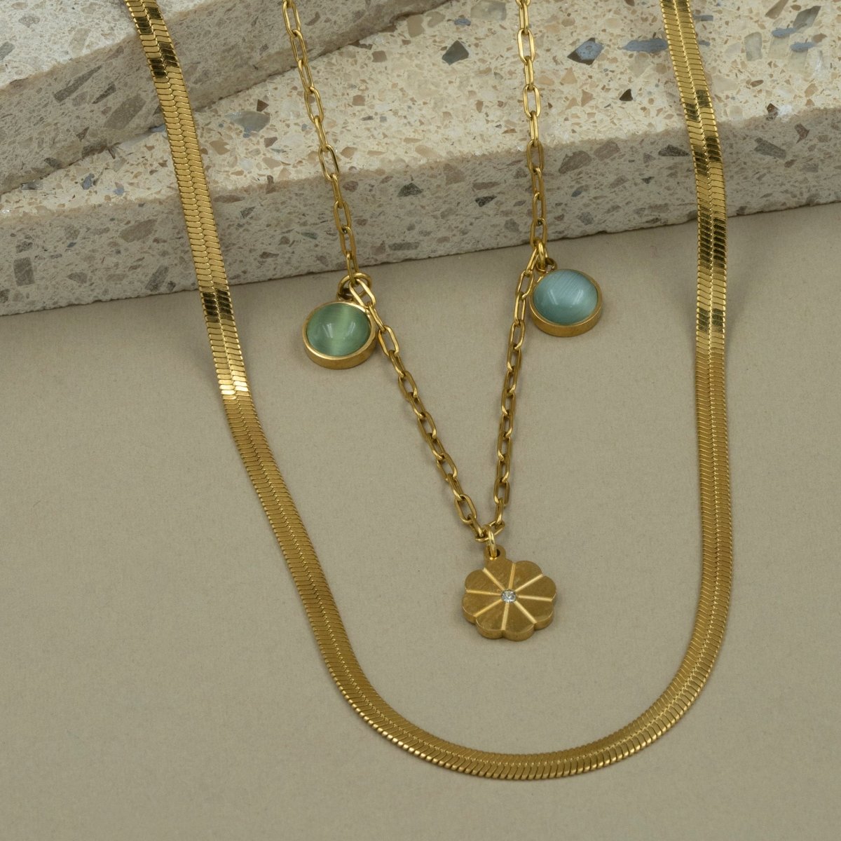 Artklim Gold Plated Golden Bloom Layered Necklace