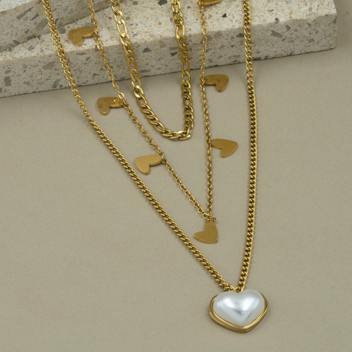 Artklim Gold Plated Golden Haerts Layered Necklace