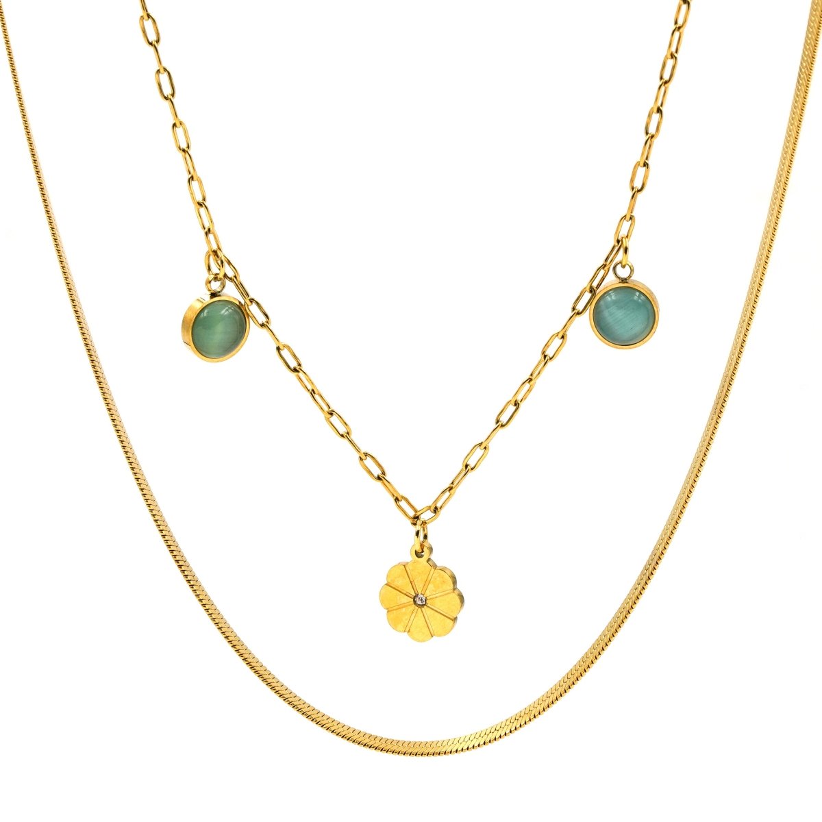 Artklim Gold Plated Golden Bloom Layered Necklace