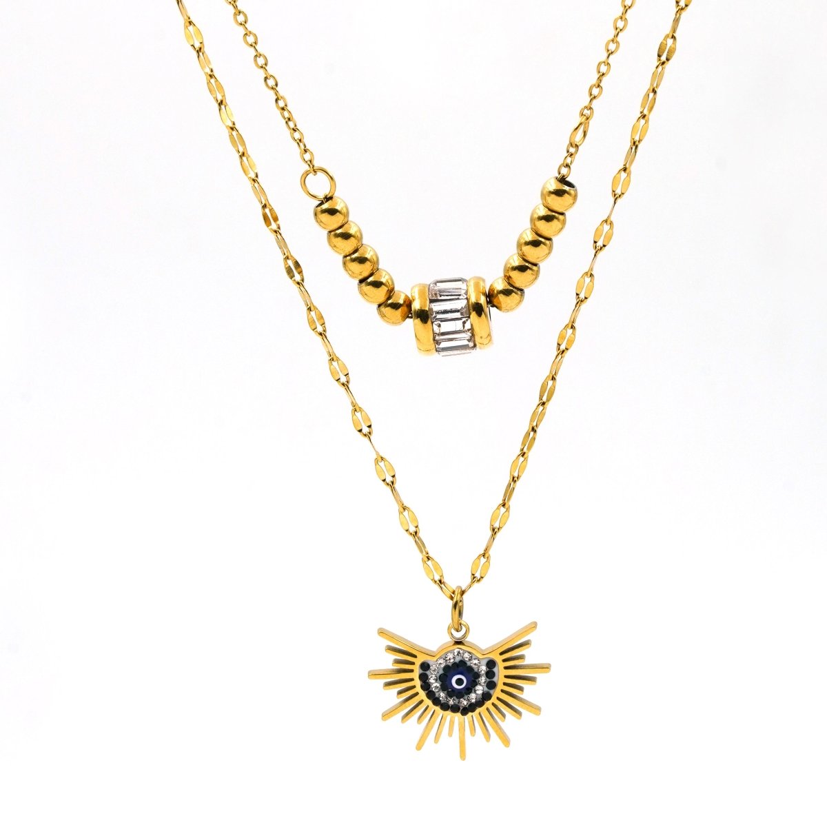 Artklim Gold Plated Dual Radiance Evil Eye Layered Necklace