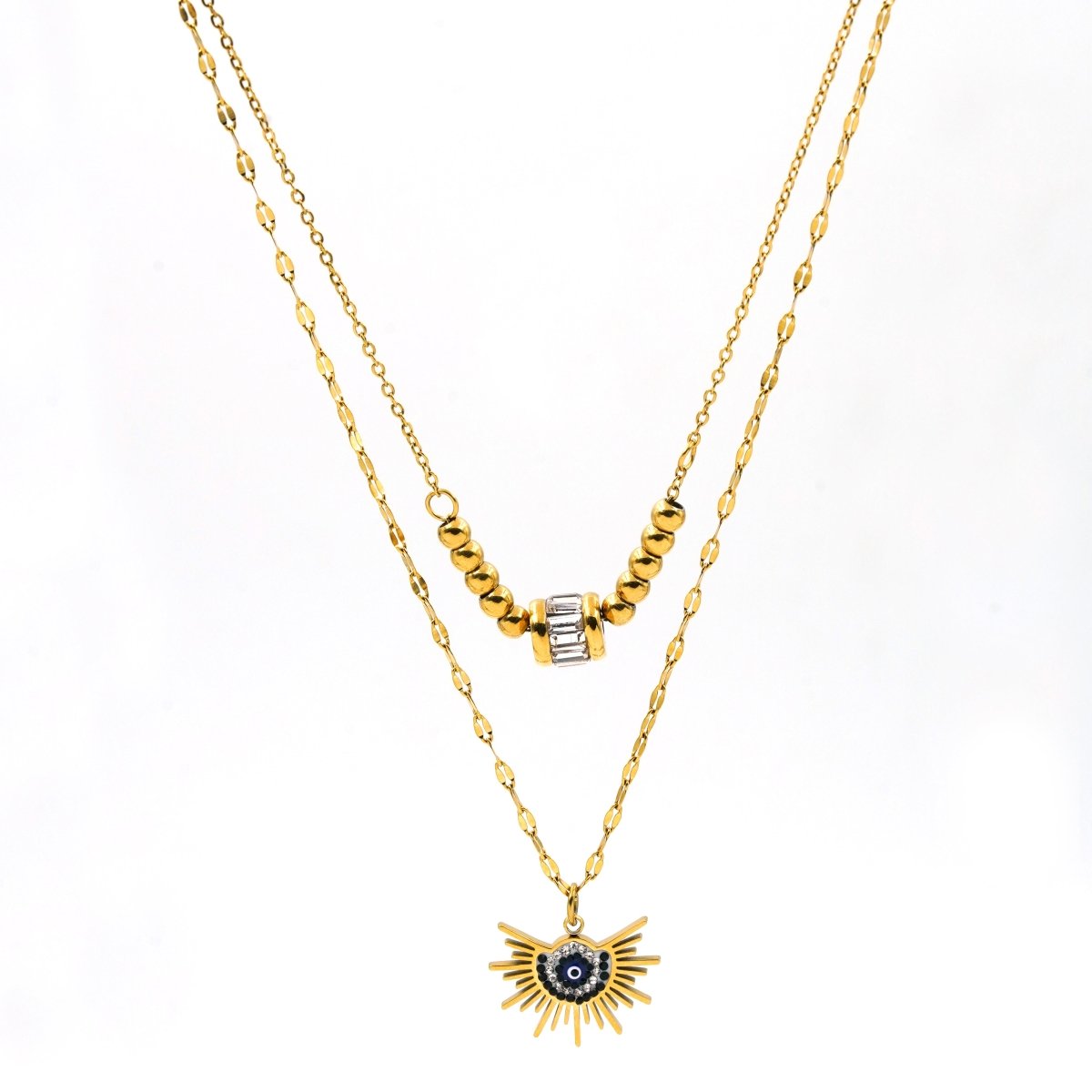 Artklim Gold Plated Dual Radiance Evil Eye Layered Necklace