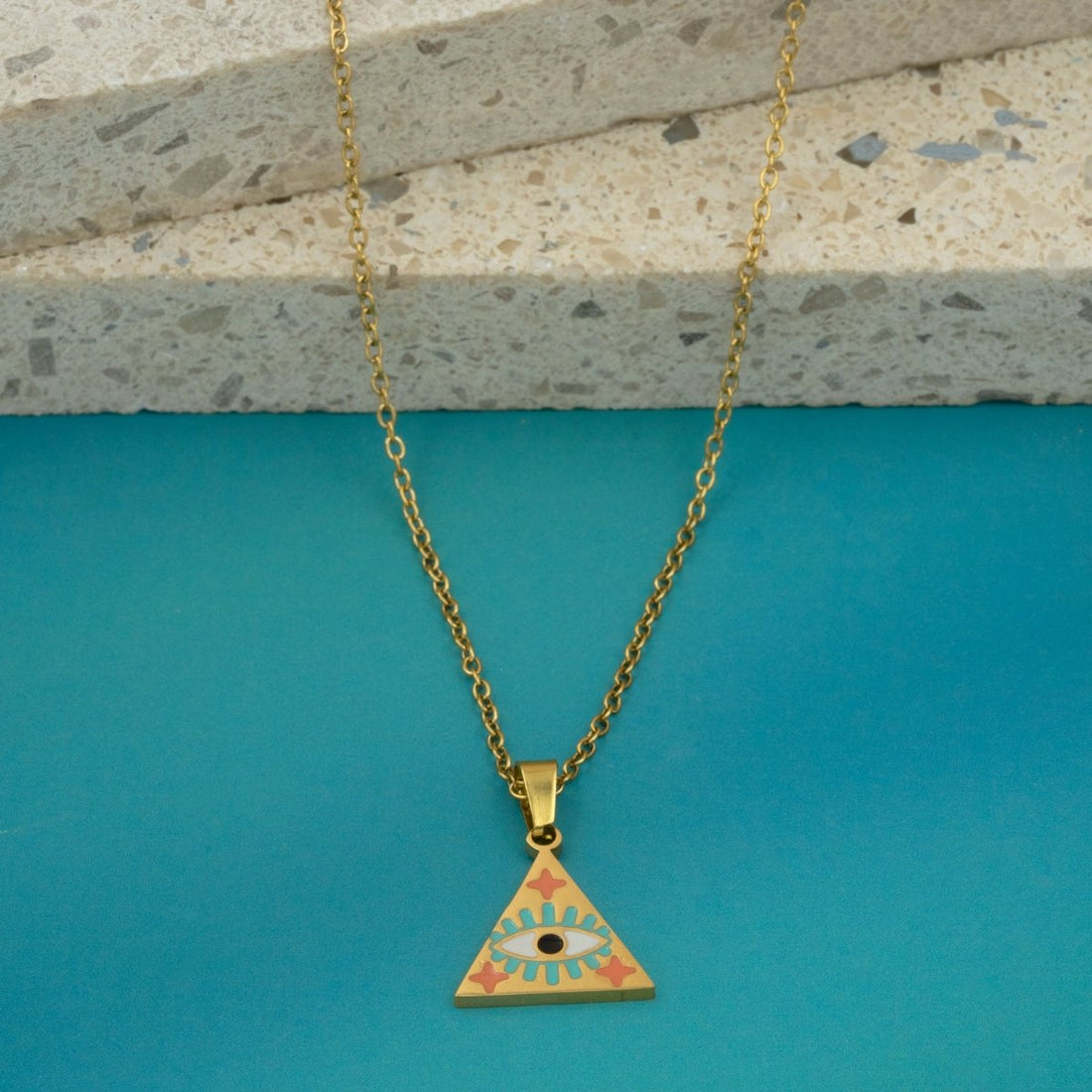 Artklim Gold Plated Mystic Evil Eye Pendant Necklace