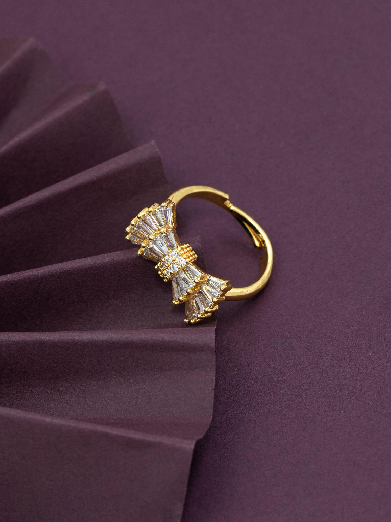 Artklim Gold-Plated Luxe Fan Bow Anti-Tarnish Ring