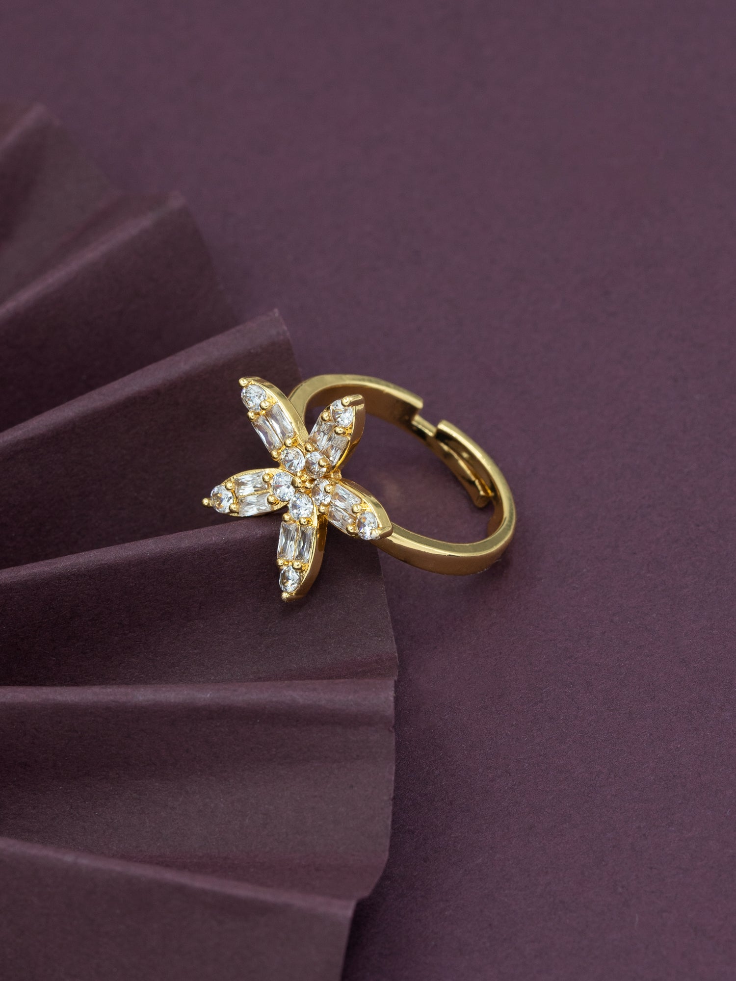 Artklim Gold-Plated Floral Bloom Anti-Tarnish Ring