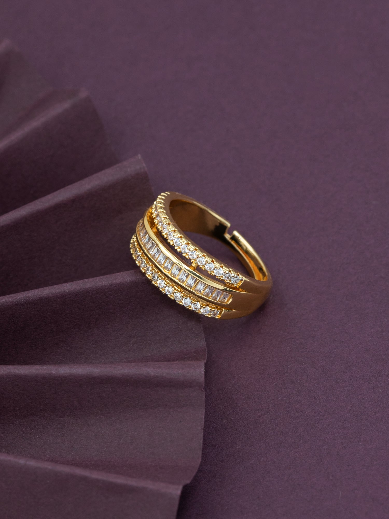 Artklim Gold-Plated Elegant Layered Anti-Tarnish Ring