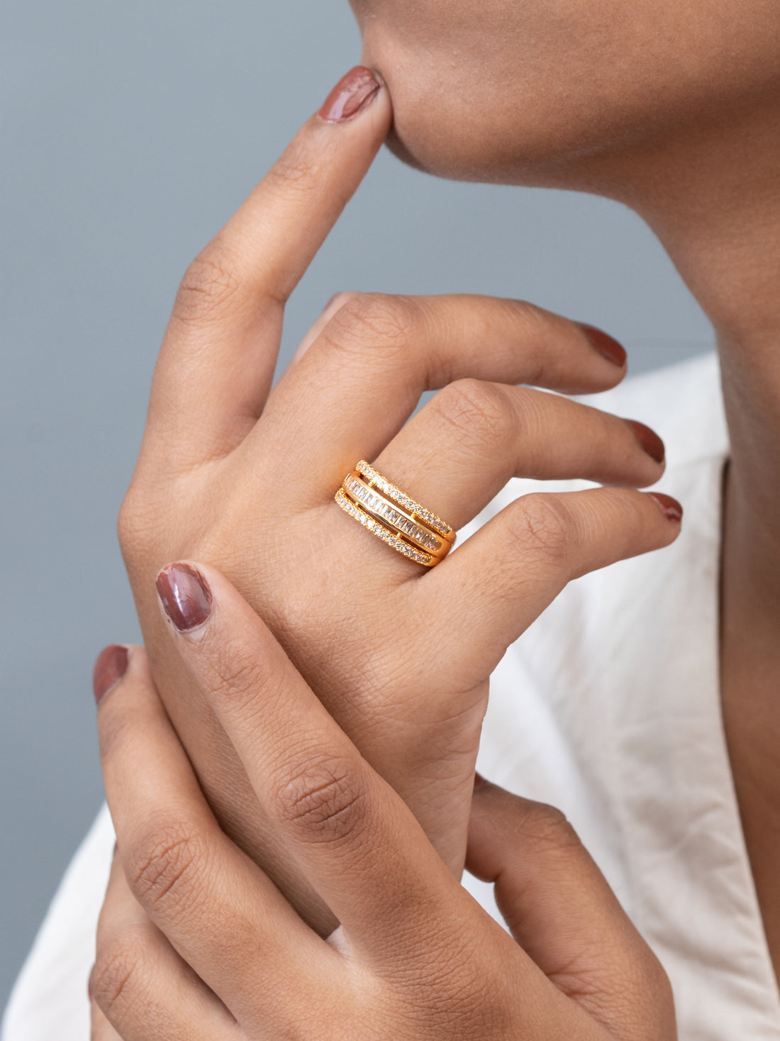 Artklim Gold-Plated Elegant Layered Anti-Tarnish Ring