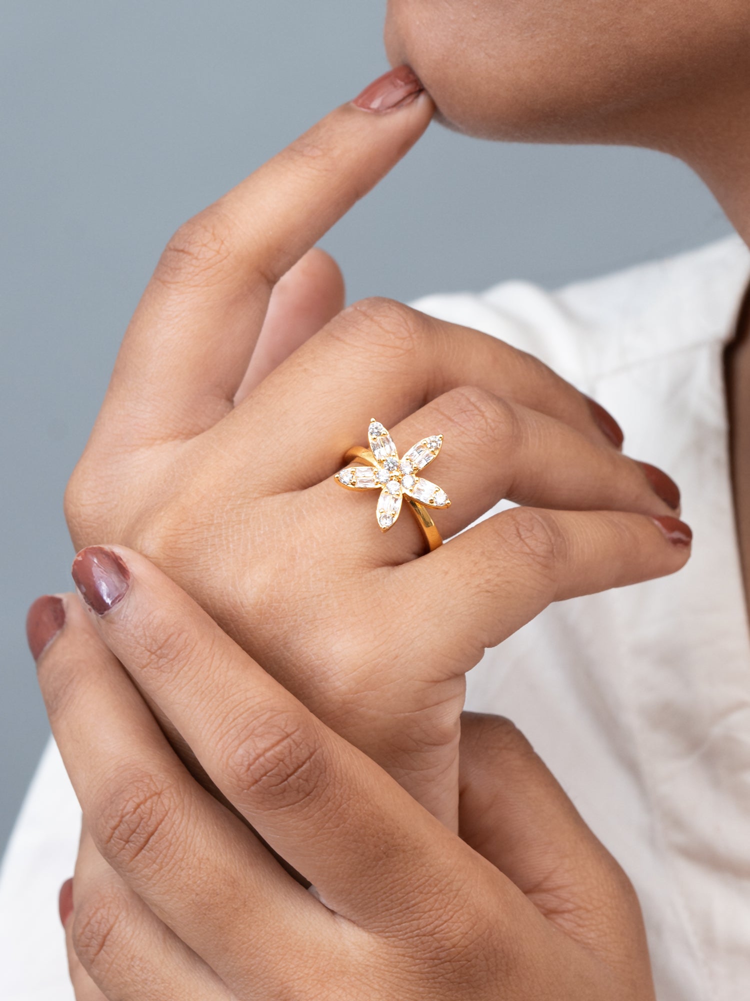 Artklim Gold-Plated Floral Bloom Anti-Tarnish Ring