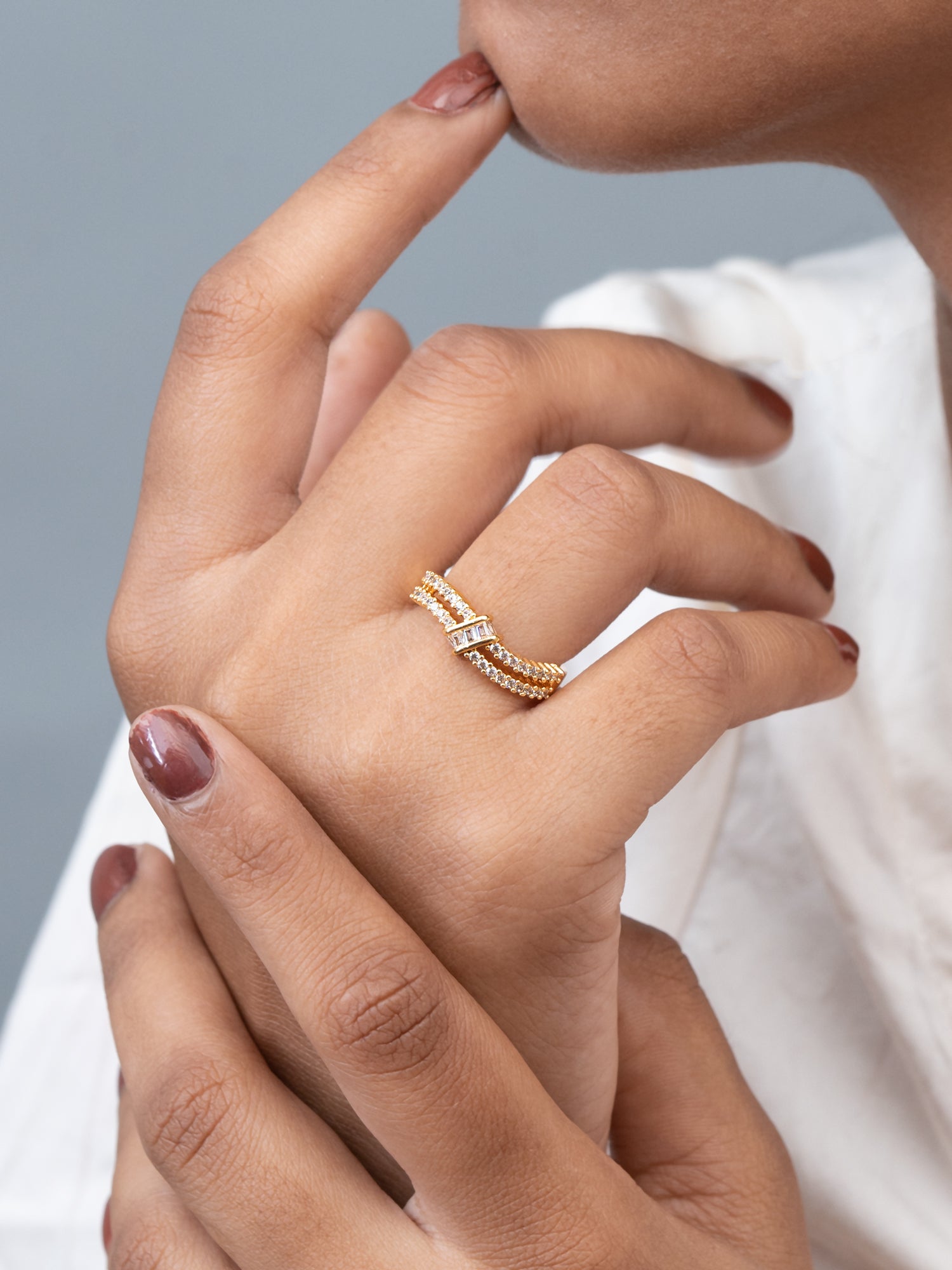 Artklim Gold-Plated Twin Curve Anti-Tarnish Ring