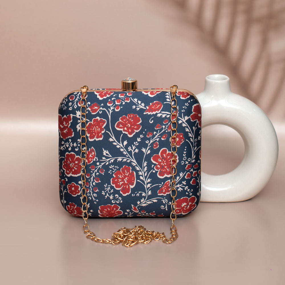 Red Floret Printed Clutch