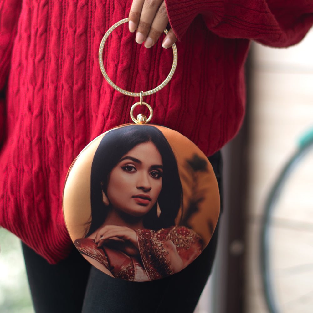 Portrait Caricature Personalised Round Clutch Bag