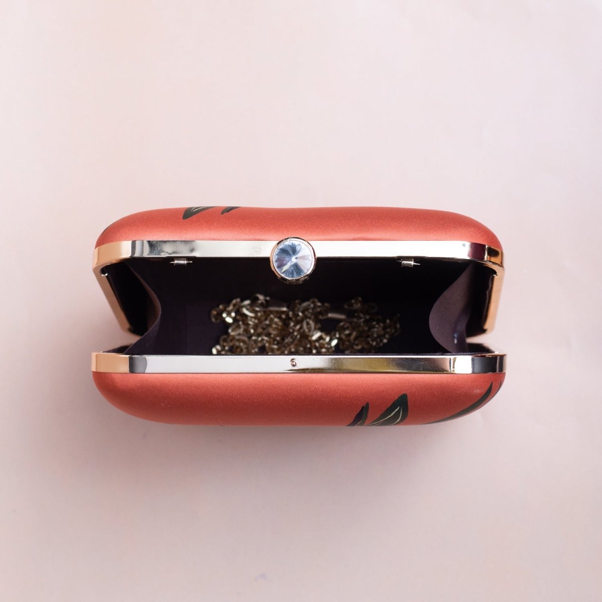 Artklim Orange Based Eye Printed Clutch