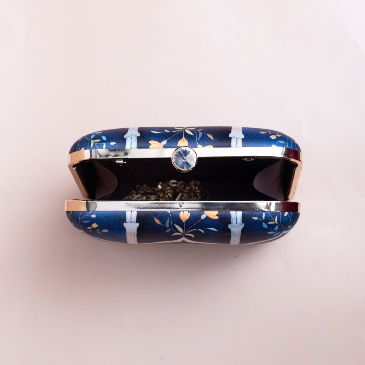 Artklim Blue Based Traditional Pattern Printed Clutch