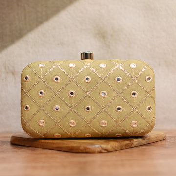 Artklim Flax Yellow Sequins Party Clutch