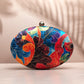 Multicolor Leaves Printed Oval Clutch