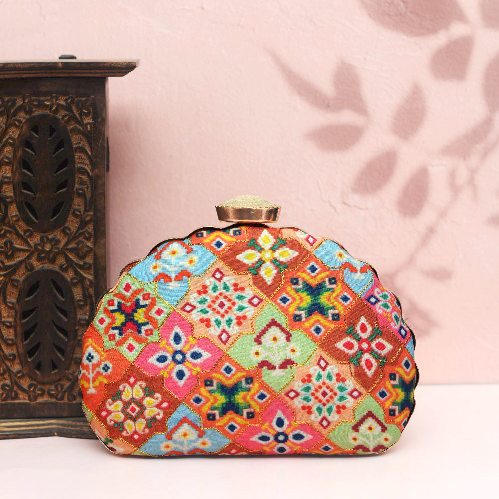 Traditional Multipattern Embroidered Clutch