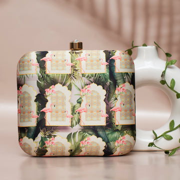 Flamingo Pattern Printed Clutch