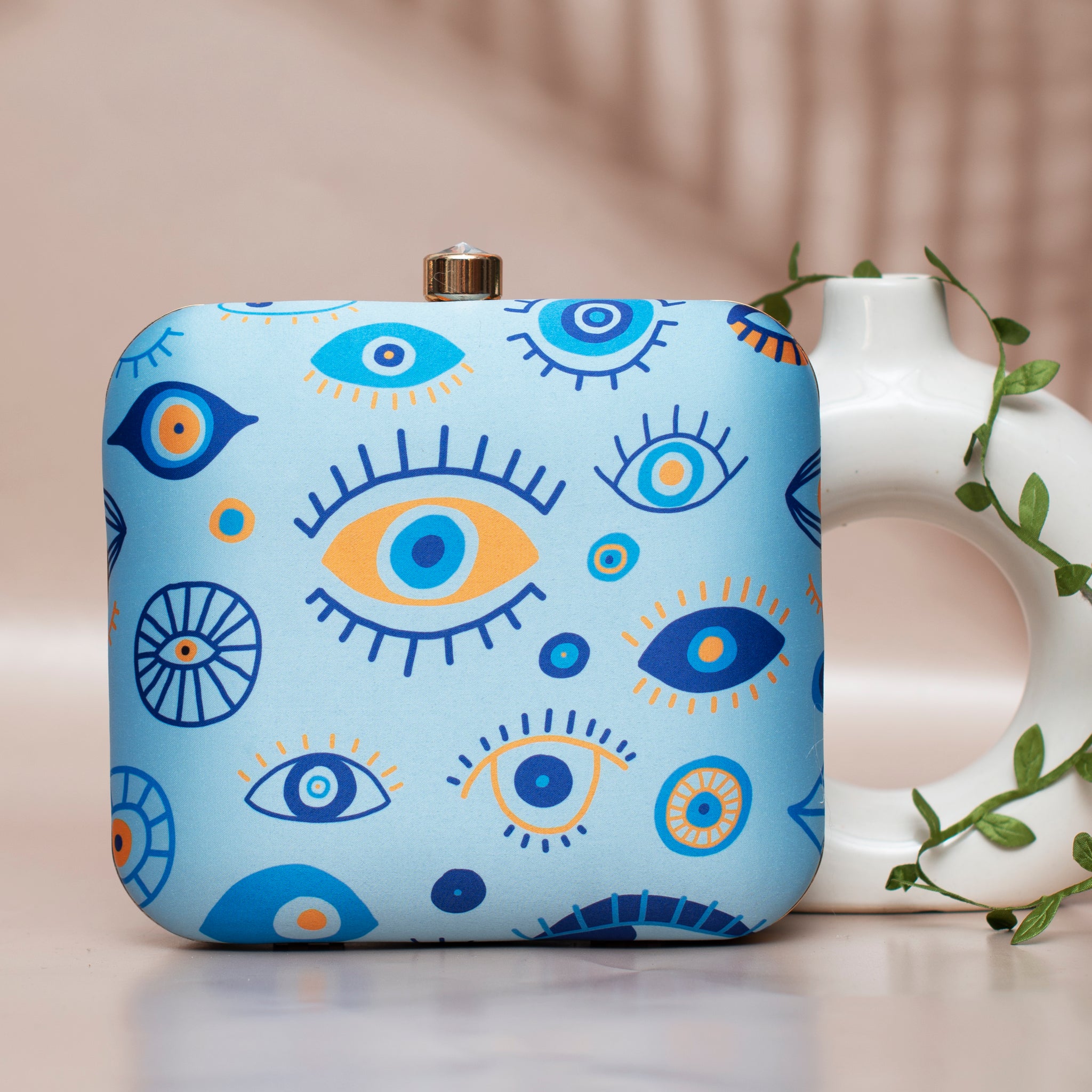 Multi Blue Evil Eye Printed Clutch