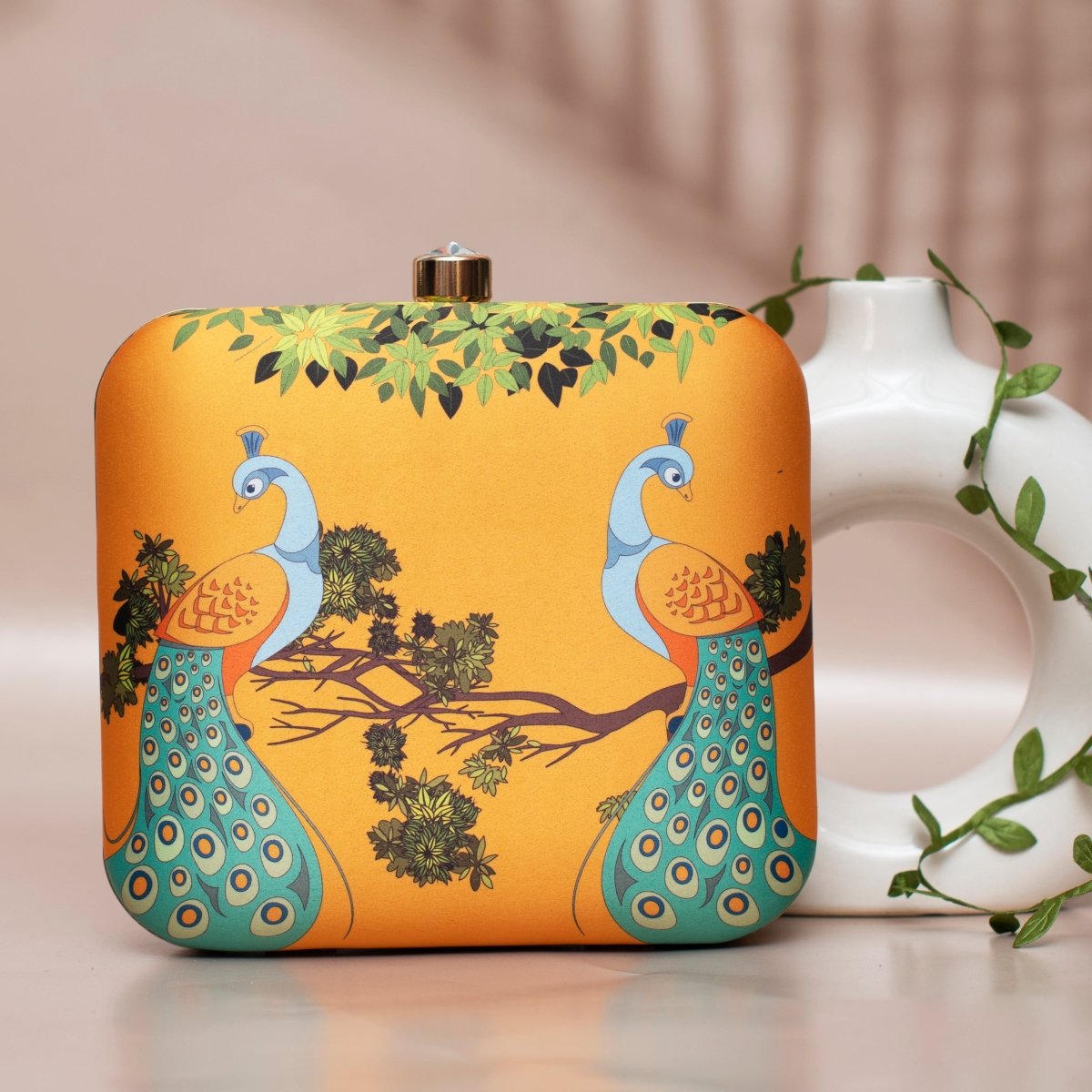 Elegant Peacock Printed Clutch