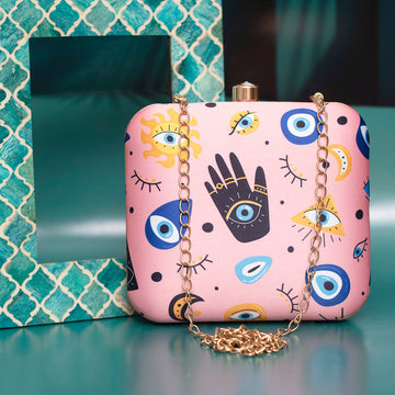 Multi Evil Eye Printed Clutch