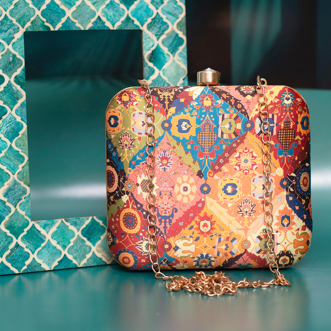 Artklim Multicolour Printed Clutch