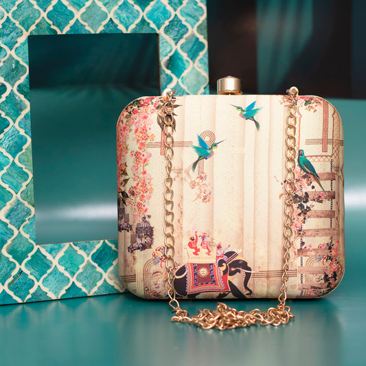 Ancient Theme Printed Clutch