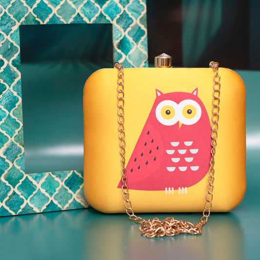Red Owl Printed Clutch