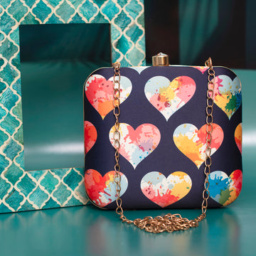 Artklim Colorful Heart Printed Clutch