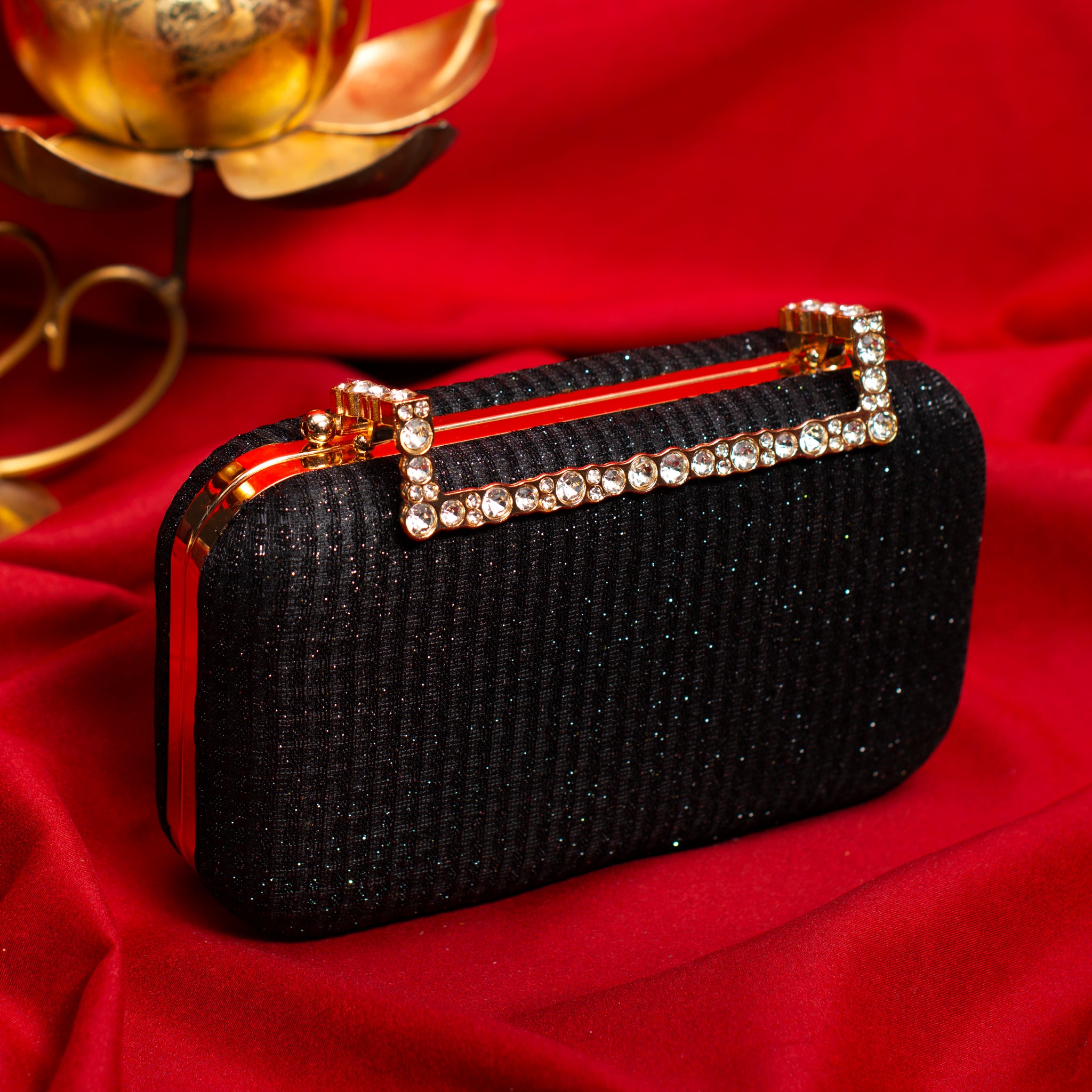 Black Shimmery Fabric Clutch