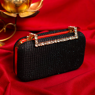 Black Shimmery Fabric Clutch