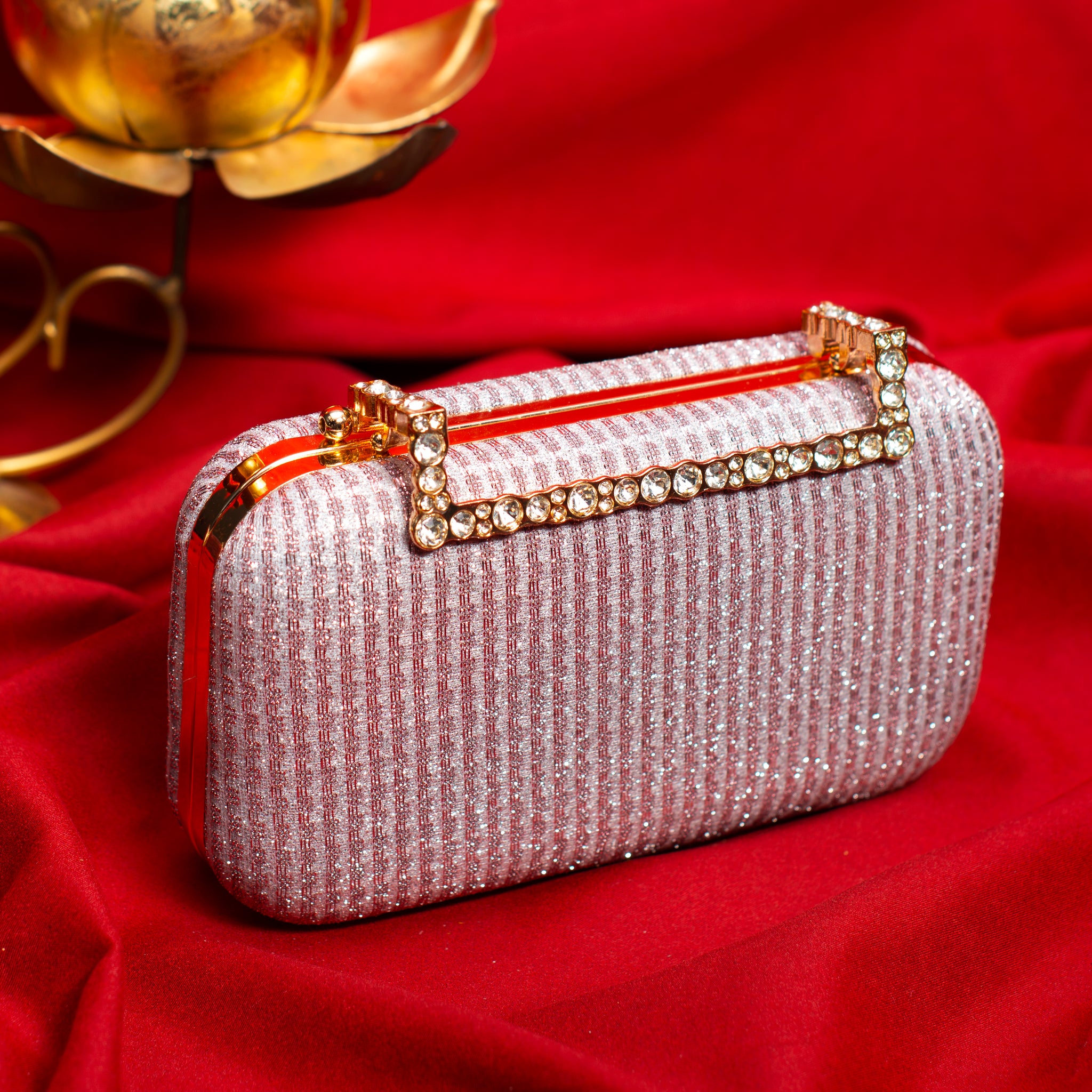 Pink Shimmery Fabric Clutch