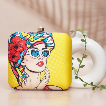 Pop Art Woman Printed Clutch