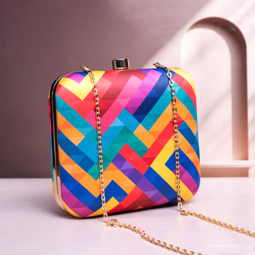 Artklim Multicolor Geometric Pattern Clutch