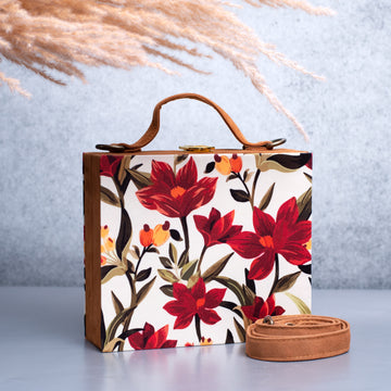 Red Flower Printed Suitcase Style