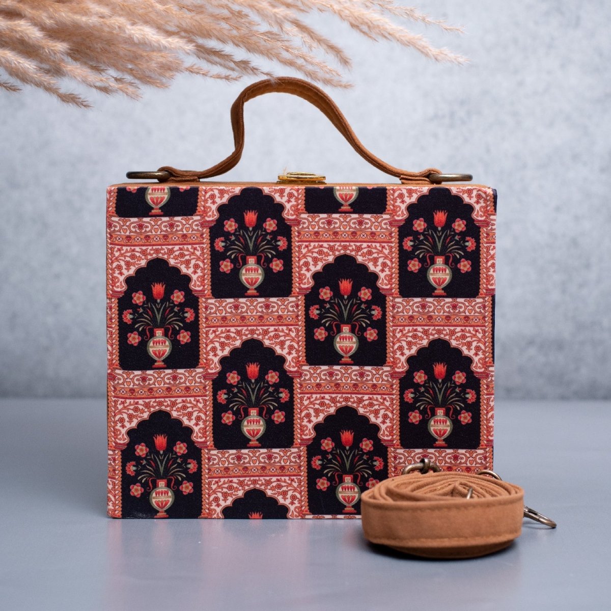 Artklim Mughal Motif Printed Suitcase Style Clutch